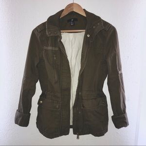 H&M Army Green Trench Coats Olive Utility Jacket 4